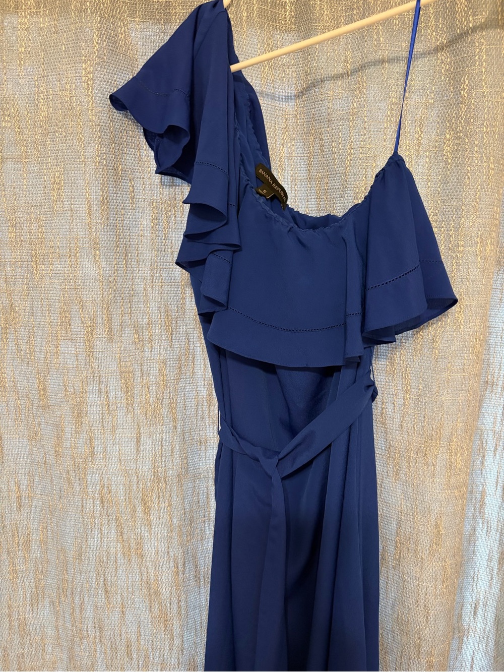 Banana Republic One-Shoulder Ruffle Maxi Dress - Blue